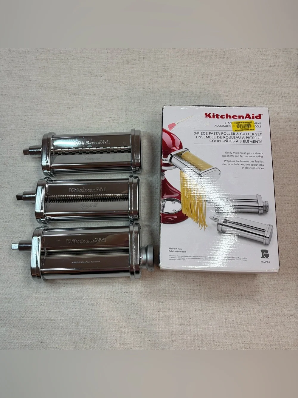 Kitchen Aid 3 piece pasta roller and cutter set stand mixer attachment with flaw